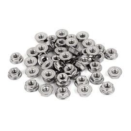 RUOFENG Stainless Steel Serrated Hex Flange Lock Nuts 50pcs (M4)