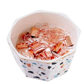 LEAZUL Ceramic Paper Clip Holder With Gold Line Geometric Terrazzo Marble Paper Clip Dispenser for Desk Cute Paper Clip Organizer Office Binder Clip Holder Gift for Office Blue