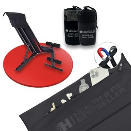 Health & Fit Premium Fitness Towel with Magnet & Zip Pocket - Microfibre Sports Towel, Quick-Drying & Compact, Ideal for Gym & Training (Black)