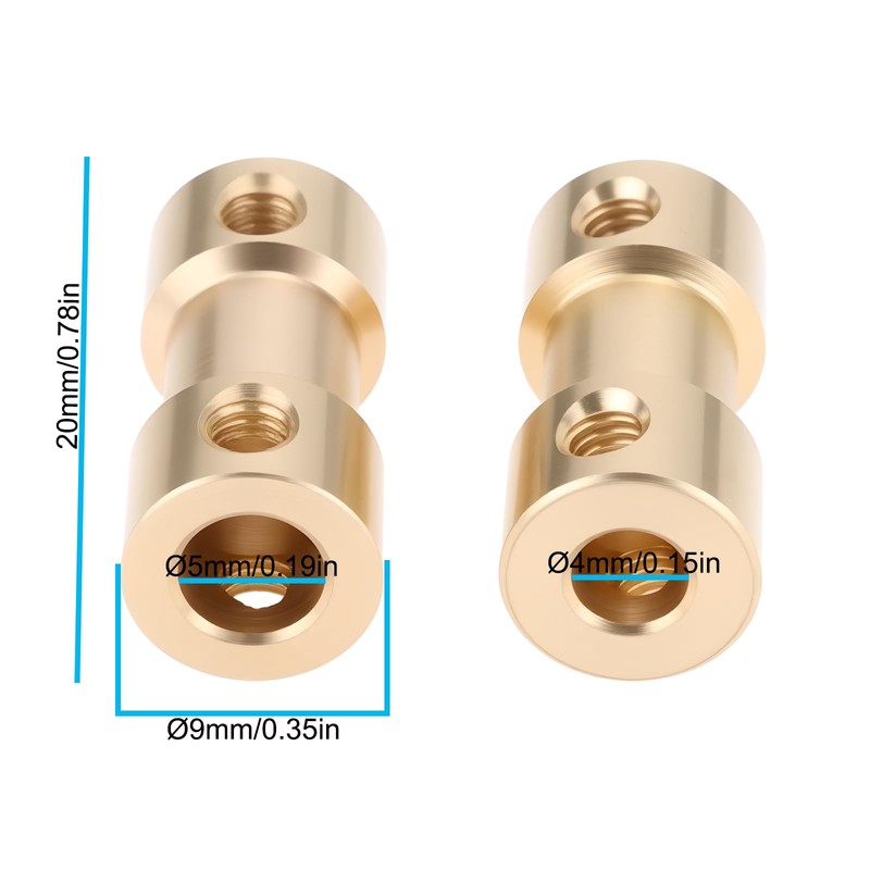 Briny River 4 Pcs 4mm to 5mm Brass Shaft Coupling