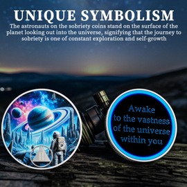 2 Year Sobriety Coin - Cosmic Trek AA/NA Chip Medallion - Awakening The Inner Self Recovery Gift for Sober Women & Men in Narcotics & Alcoholics Anonymous