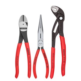 Knipex 3pc Plier Set Cobra Diagonal Cutter Snipe Long Nose Pliers 002008US2