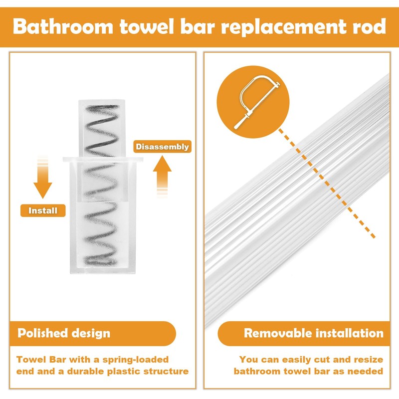 Showingo 24 Inch Clear Replacement Bathroom Towel Bar with Adjustable
