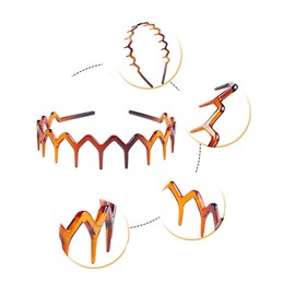 2PCS Women Sharks Tooth Plastic Headband Hair Comb Hair Hoop Black and Brown High-grade Hairband Headwear (A#)