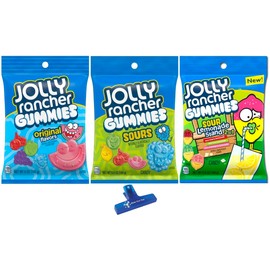 Jolly Gummies, Original, Sours, and Sour Lemonade, 6.5 Ounce (Pack of 3) - with Make your Day Bag Clip