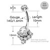 COCHARM G23 Titanium Belly Button Rings for Women Hypoallergenic Clear