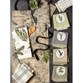 DII Garden Fresh Herbs Kitchen Collection, Chef's Apron, Natural Greenery