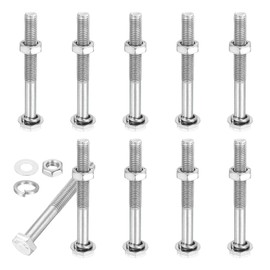 PATIKIL M10x90mm Hex Bolt with Nuts Flat Spring Lock Washers, 10 Set Stainless Steel Hexagon Screw Bolts Partial Coarse Thread Metric Bolt Assortment Kit