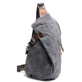 Neuleben Waterproof Canvas Shoulder Backpack Vintage Unisex Men Small Sling Backpack Shoulder Bag Shoulder Bag Outdoor Sports Leisure, grey