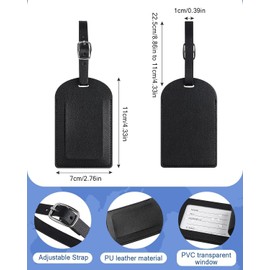 3 PCS Luggage Tags, Leather Suitcase Tags, Luggage Tags with Adjustable Strap & Privacy Cover, Durable Travel Bag Tags for Airlines, Cruise, Business Trips & Vacation