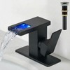 AVSIILE LED Bathroom Sink Faucet, Matte Black Waterfall Single Hole