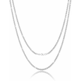 Waitsoul Silver Necklace for Women 2.5mm Diamond-Cut Sparkling Chain Necklace Women Sparkling Clavicle Chain Choker Necklace for Women 20 Inch