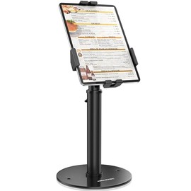 AboveTEK Soporte POS para Tablet Antirrobo, Montaje con Cerradura, Quiosco de Mostrador Ajustable en Altura, Rotación 360° e Inclinación -60° a 60°, i