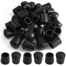 Piutouyar Round PVC Rubber Furniture Covers, 14mm / 9/16 Inches Table Chair Leg Tip Protectors, Non-Slip End Cap for Protect Surfaces, Black (32Pcs)