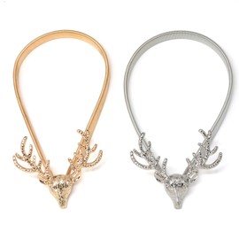 yueton 2PCS Metal Curtain Ties Curtain Holdback Aluminum Alloy Spring Design Strap Elastic Curtain Buckle Curtain Tiebacks Antler Curtain Ties for Thick or Thin Curtains Christmas Decoration