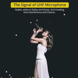 POKYGO Micrófono de Karaoke Inalámbrico,Micrófono para Cantar 1 a 2,Sistema de Micrófonos Dinámicos de Mano con Receptor Recargable,para Grabación de Vídeo de Conferencias, Entrevistas, Fiestas