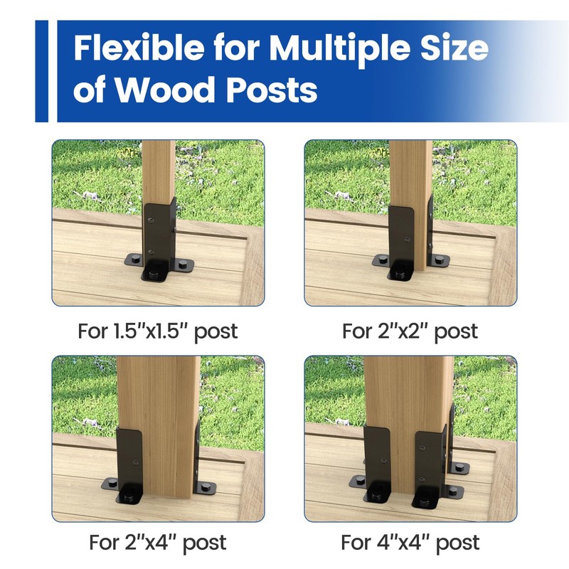 Muzata 8Pack Adjustable Post Base Brackets Deck Post Anchor Fit