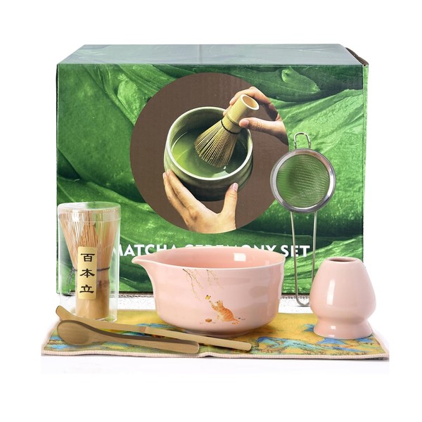 Matcha Whisk Set, 7PCS Matcha Set Includes Ceramic Matcha Set