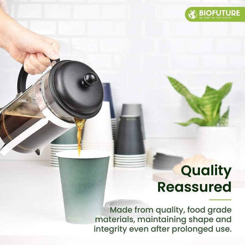BIOFUTURE Biodegradable Coffee Cups – 50 x 6oz – 16oz