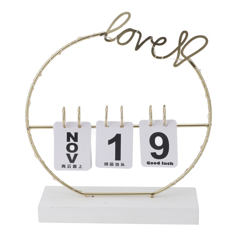 Metal Desk Calendar Modern Creative Tabletop Flip Calendar with LED