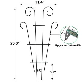 Mklsit 4 Pack 23'' Plant Trellis for Potted Climbing Plants Indoor, Outdoor Metal Garden Trellis for Climbing Plants Houseplants Flowers Vine Ivy, Fan Shape, Black