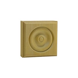 EWAP30 Rosette Casing Corner Block 1" x 3" Square Unfinished, Red Oak