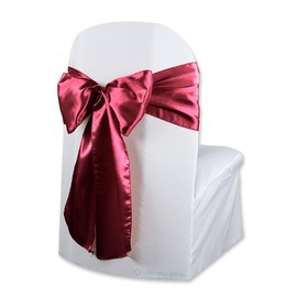 Satin Bow Sash Chair Cover Decoration - Elegant Sashes for Weddings, Banquets, Receptions, Special Events, Restaurants, and Parties - 28 Available Color Choices - Set of 200, Burgundy