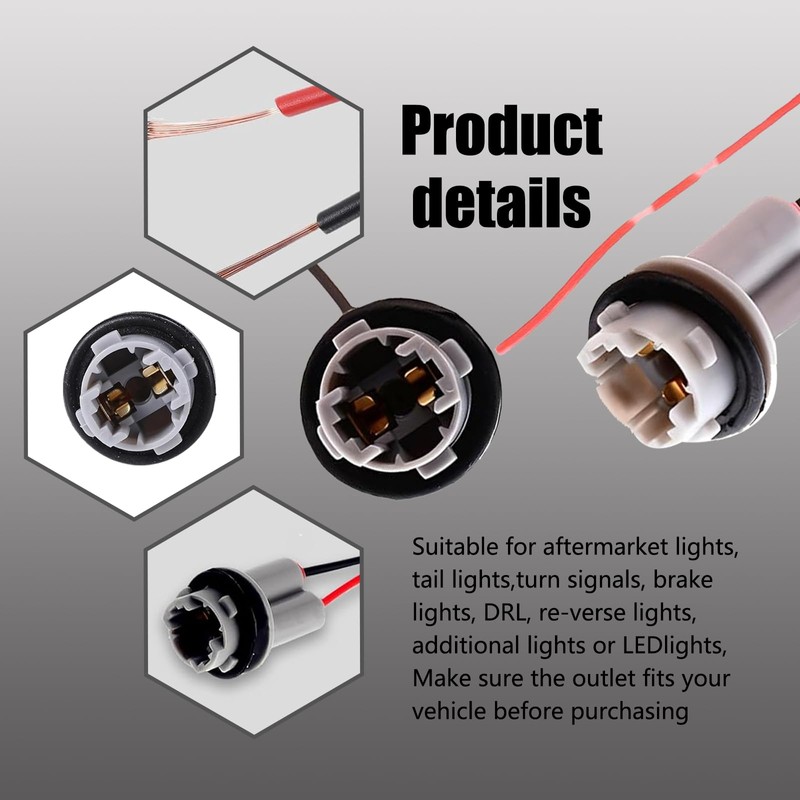 Tesnaao 2 PCS T10 Car Light Bulb Socket Wiring Harness,