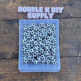 15mm Printed Silicone Beads - 10pc:_Soccer