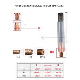 Welding Bead Processor Brush Head for TIG Mig Cleaning Weld Cleaner Weld Seam Polishing for Weld Bead Cleaning Machine (Brush Length 60MM, 10PCS M6)