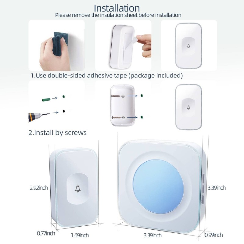 Wireless Doorbell Plug in 1200feet wireless door bell Battery Operated
