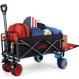 Electric Foldable Collapsible Wagon Cart 220lbs Capacity - Heavy Duty Wagons 200L with All Terrain Wheels & Tailgate - Beach Canvas Utility Carts - Portable for Outdoor Camping Shopping Sports Hiking