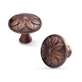 Xlroaafs 10 Pack Vintage Copper Cabinet Hardware Knobs Antique Drawer Knobs,1.4" Round Antique Kitchen Cabinet Knobs Handles for Cabinets and Dresser Drawers Rustic Copper