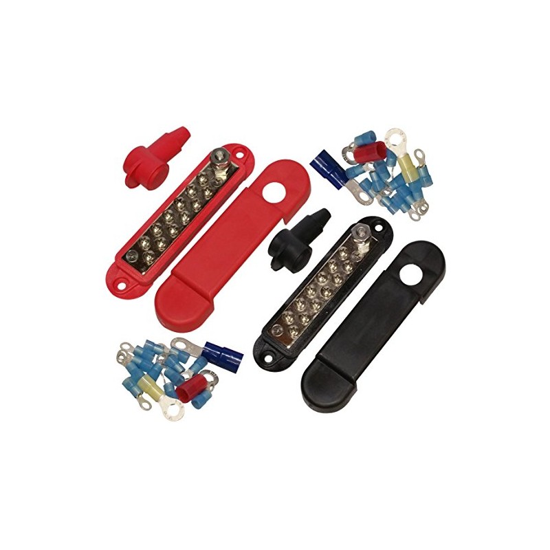 (Pair - Red & Black) 12 Terminal Distribution Block -BUSBARS-