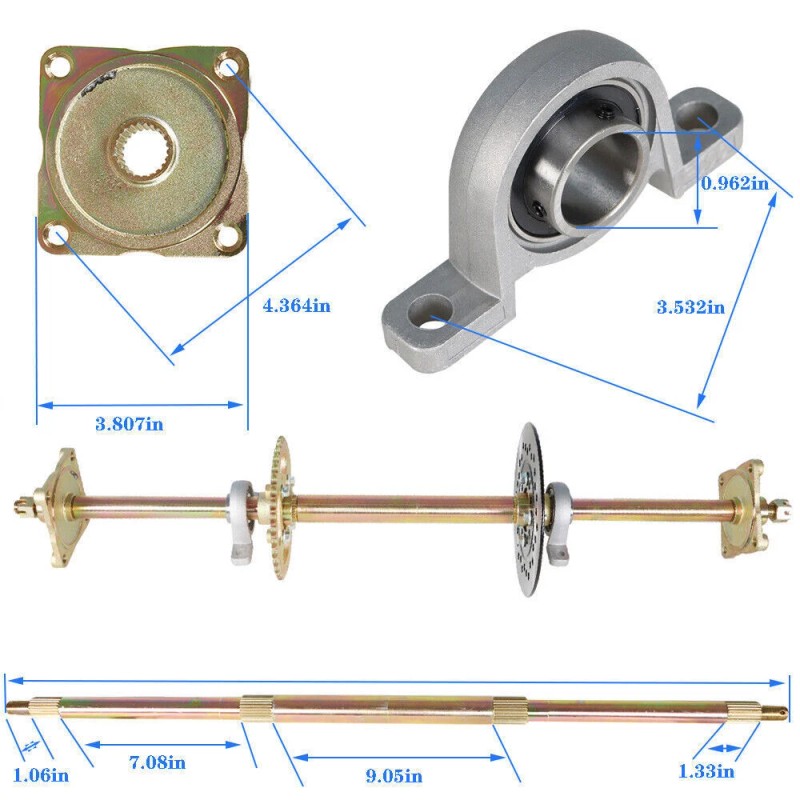 Unbranded 32" Rear Live Axle Kit+Brake Assembly+Sproc