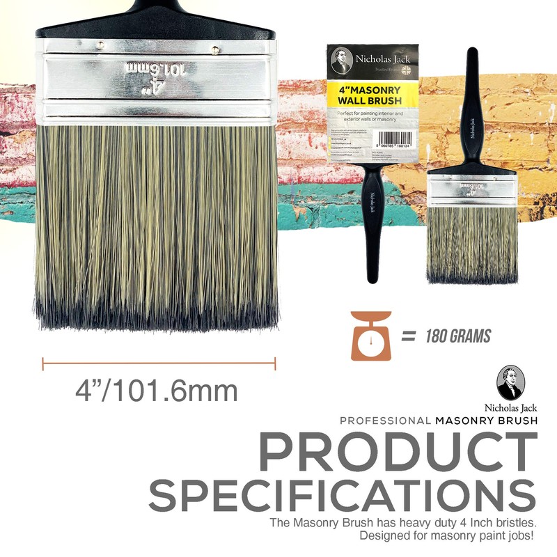 4" Masonry Paint Brush for Painting Walls - All Round
