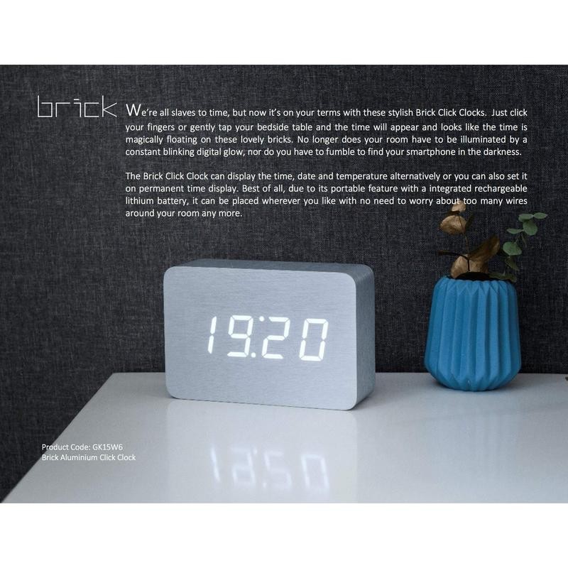 Kutia Brick Click Clock - Color: Aluminum Brick Click Clock