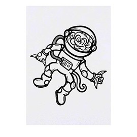 'Space Monkey' Temporary Tattoo - Water Resistant, Skin-Safe, Non-Toxic Transfer (TO00035634)
