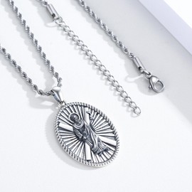 YueYuan 925 Sterling Silver Saint Andrew Necklace St Andrew Oval Medal Pendant Religious Jewellery Catholic Gifts for Men Women