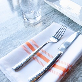 Arkwright Bistro Dinner Cloth Napkins - (Pack of 12) Absorbent, Soft, and Washable Professional Restaurant Quality Table Linen with French Stripes, 18 x 22 in, Orange