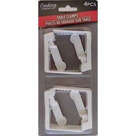 Cooking Concepts Table Cloth Clamps White Plastic Spring-Loaded 4/PK