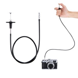 JJC TCR-70BK Black 70cm Threaded Cable Release, Mechanical Shutter Release Cable, Mechanical Cable Release with Bulb-Lock Design for Long exposures