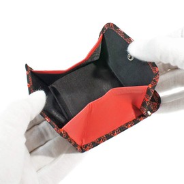 Indenya 2802-21 Inden Wallet, Coin Purse, Deer Leather, Takane, Mt. Fuji Pattern, Black Background x Red Lacquer, Black, Red