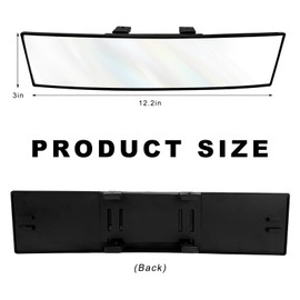 NYTKL Car Rear View Mirror, 12 Inch Chrome Tint Anti-Glare Panoramic Rearview Mirror, Shock-Resistant Clip-on Wide Angle Convex Vehicle Interior Mirrors to Reduce Blind Spot