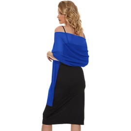 CHICGAL Women Shawls and Wraps for Evening Dresses Sheer Chiffon Elegant Soft Silky Wedding Bridal Scarf (Royal Blue)