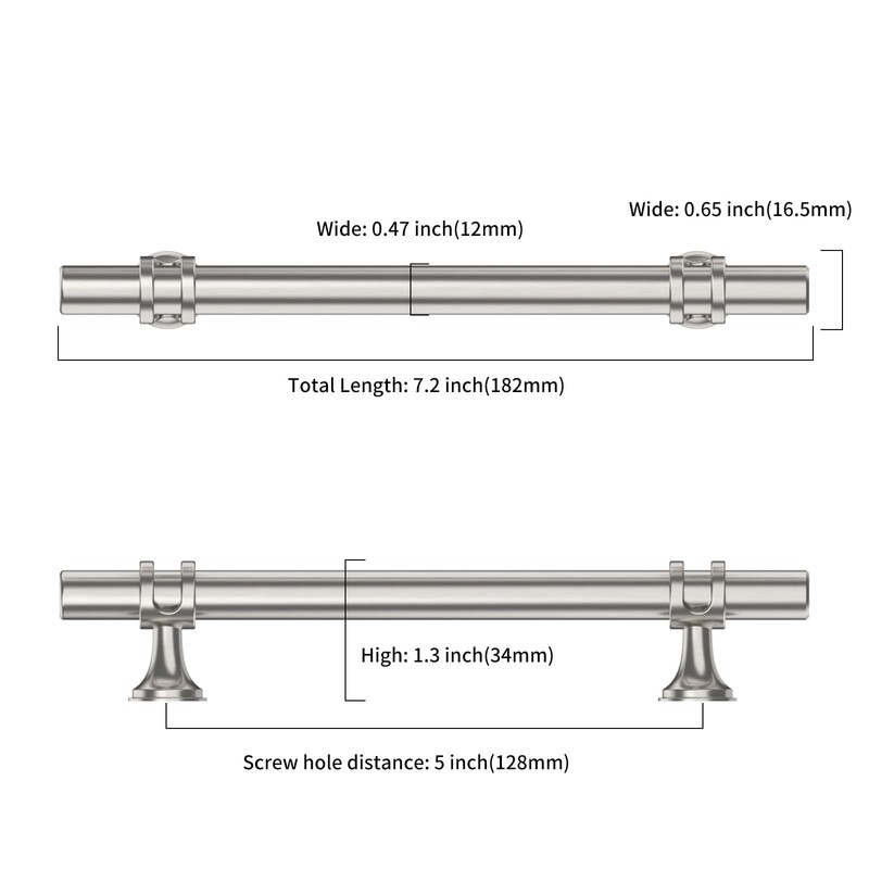 Asidrama 10 Pack 5 Inch(128mm) Brushed Satin Nickel Kitchen Cabinet