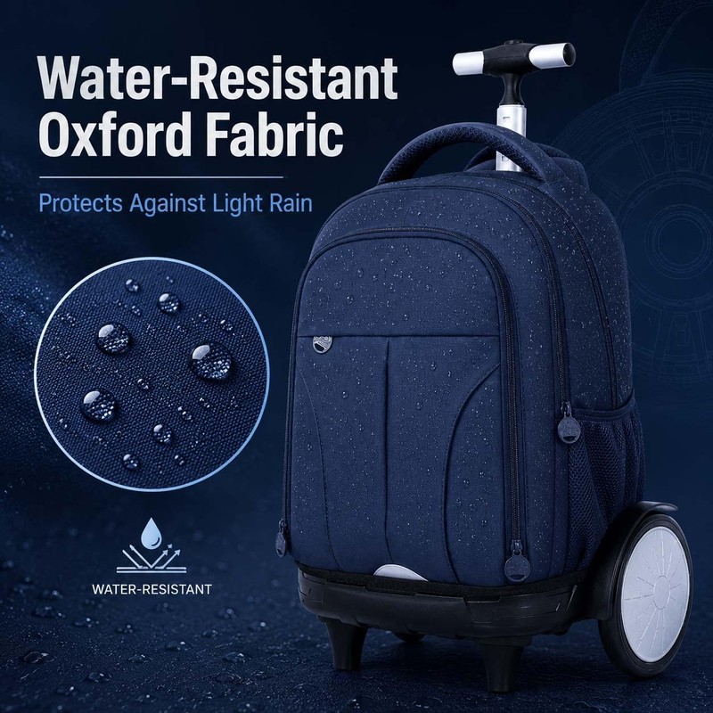 AGSDON Quiet Glide Rolling Backpack with Lunch Box Set -