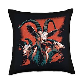 Screaming Goats Funny Goats Crazy Goats Graphic Throw Pillow