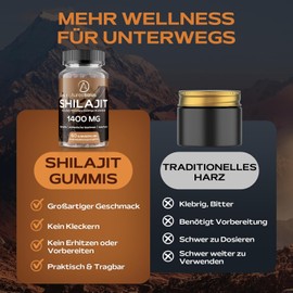 Shilajit Gummies High Dose 1,400 mg per Daily Dose (20:1 Extract), with Ashwagandha & Chaga, 5% Fulvic Acid, Vegan, Sugar-Free, No Additives, Pack of 60 for Men & Women