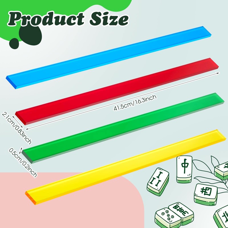 Henoyso Mahjong Tile Pushers 16.3 Inch Colored Acrylic Mahjong Pushers